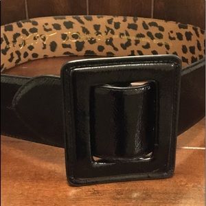 Betsey Johnson Black & Leopard Belt Size S/M